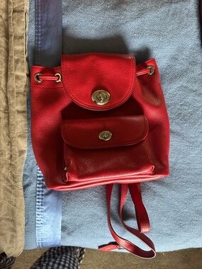 Red Coach pebbled leather mini turnlock rucksack